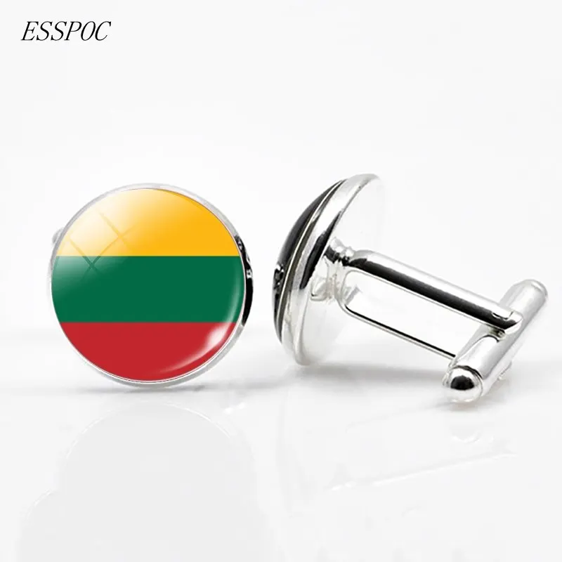 Lithuania Европейские запонки с изображением флага, Литвы, Тайваня, Мальты, венгерского, латвийского, норвежского, пользовательского национального флага, мужские запонки, ювелирные изделия - Окраска металла: Lithuania