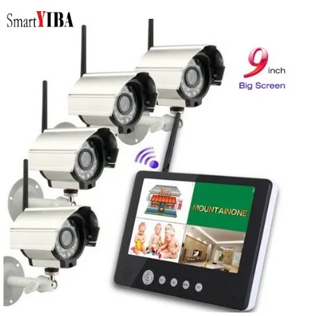 SmartYIBA 9 дюймов TFT lcd 4CH беспроводная камера видеонаблюдения CCTV безопасности