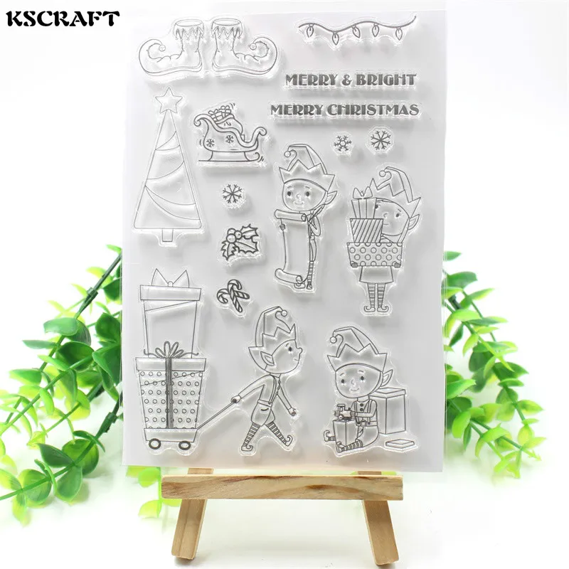 KSCRAFT рождественские эльфы прозрачные силиконовые штампы для DIY