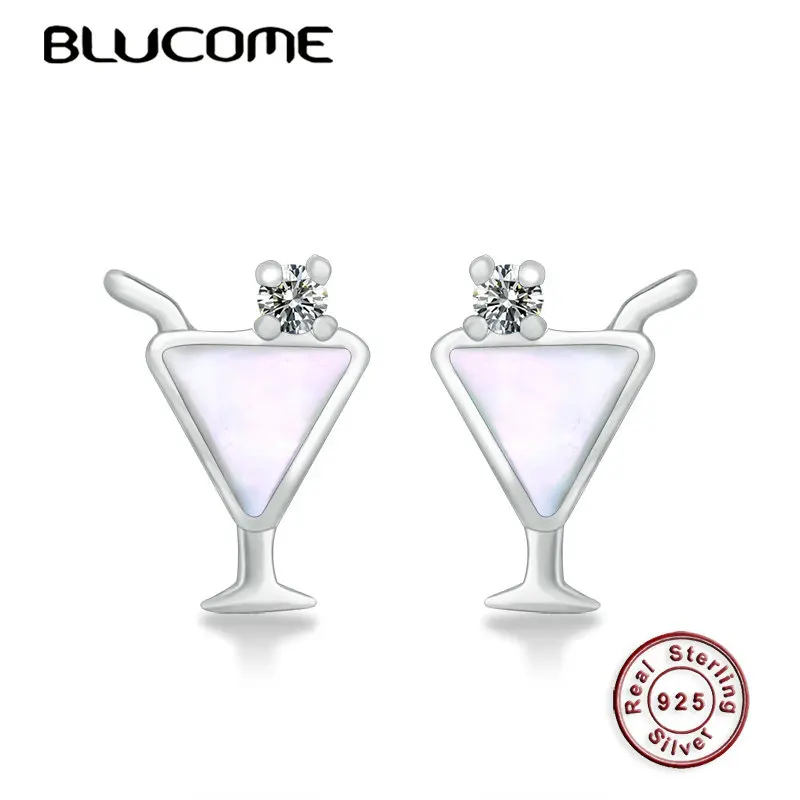 Женские серьги гвоздики Blucome маленькие в форме чашки из серебра 925 пробы с