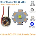 CREE XML2 XM-L2 T6 10 Вт Холодный белый нейтральный белый теплый белый высокомощный светодиодный излучатель 20 мм медная печатная плата + 12 В вход 20 мм 5-режимный драйвер