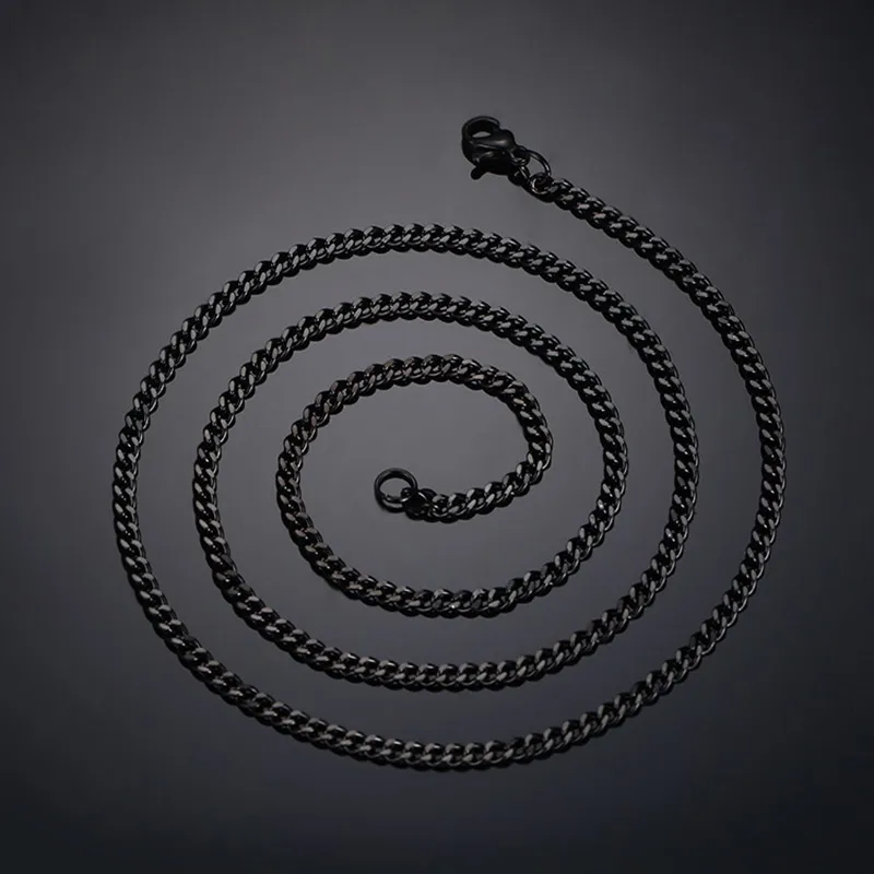 Black Vnox 2" /28" цепочка для мужчин из нержавеющей стали черного, серебряного, золотого цвета, мужские ожерелья в стиле панк, скалистые ювелирные изделия - Окраска металла: Black