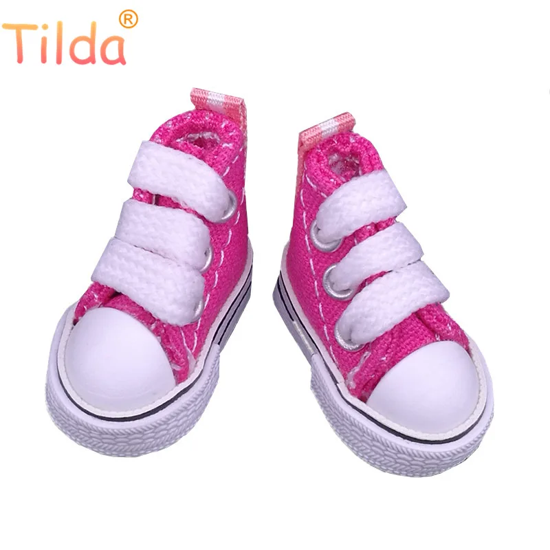 bright pink Тильда 3,5 см кукла обувь для Blythe игрушки bjd, холст игрушечные кроссовки для OB24 куклы 1/8 для Blyth bjd аксессуары для кукол игрушка подарок - Цвет: bright pink