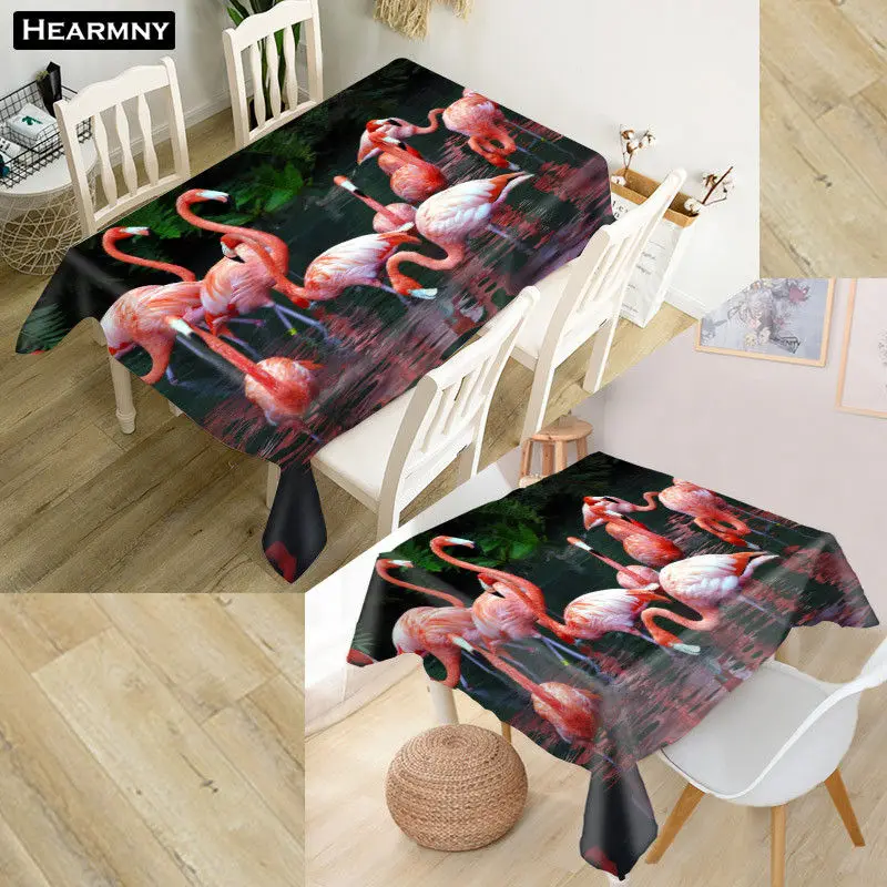 Скатерть HEARMNY Flamingo 3D Ткань Оксфорд квадратная/прямоугольная Пылезащитная крышка