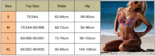 Женский купальник 2019 комплект бикини с цветочным принтом и пуш ап бандо