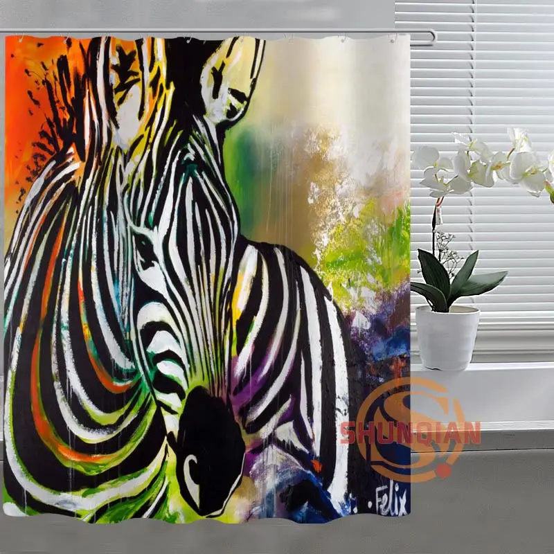 Занавеска для душа Zebra Art на заказ ткань ванной комнаты декор занавеска H03v26u84|custom
