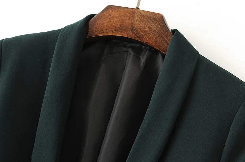 Heydress осенний женский элегантный белый черный зеленый Блейзер обжимной рукав три четверти верхняя одежда зазубренный карман офисная куртка