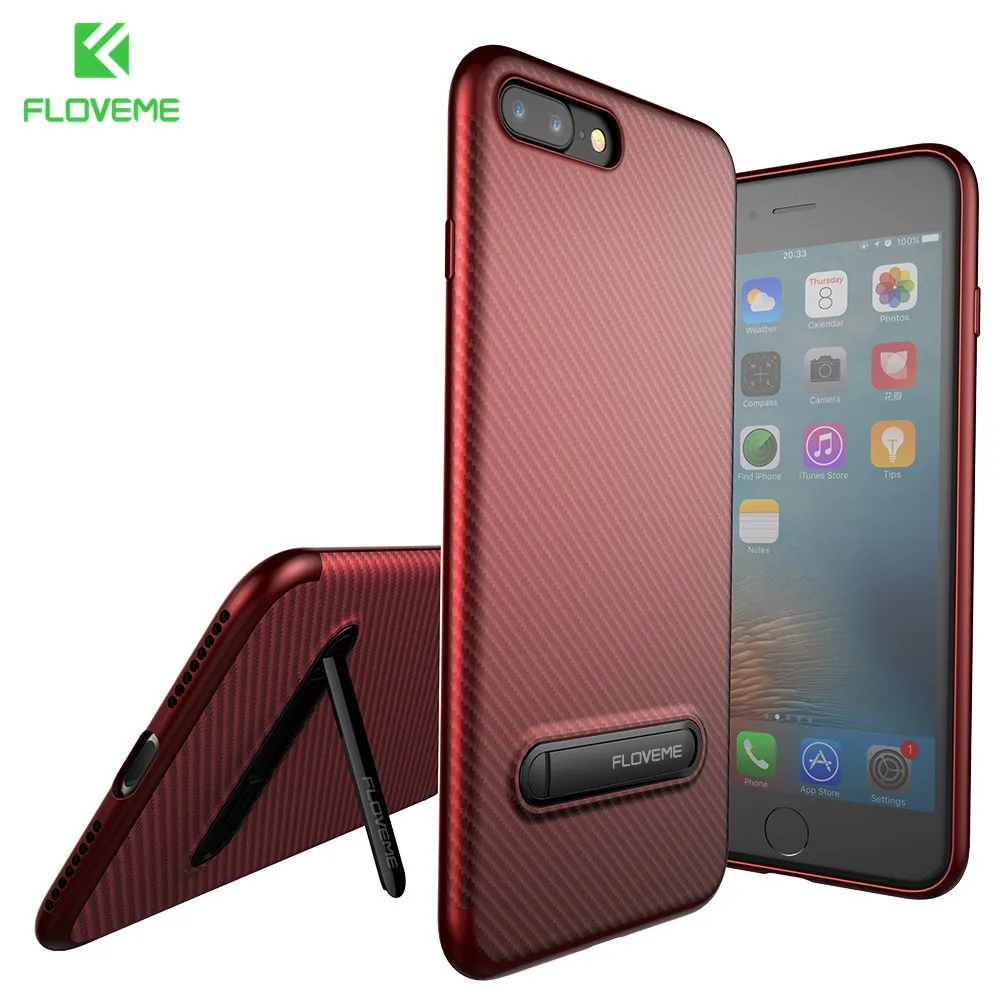 FLOVEME Kickstand чехол для iPhone 7 6S 6 8 Plus чехлы телефонов силикон держатель подставка X 10