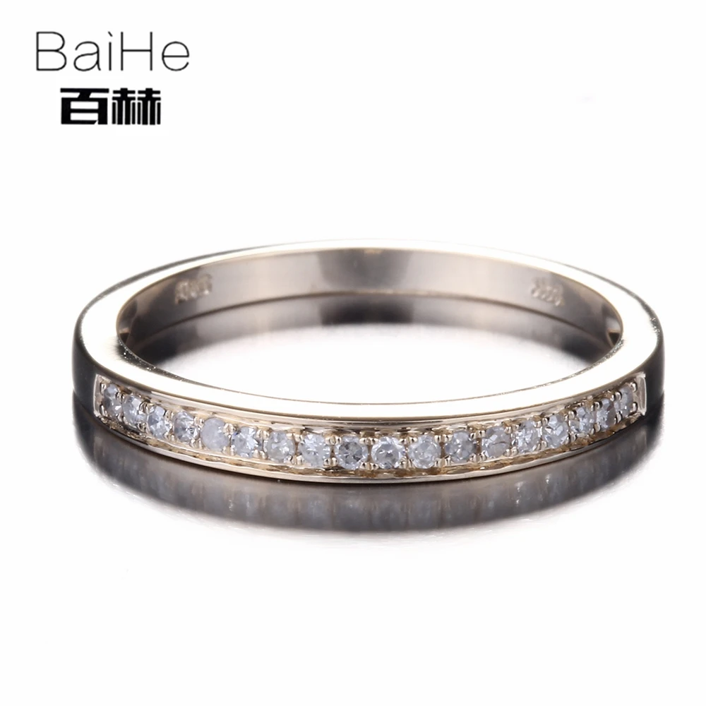 BAIHE Твердое 14 к Желтое золото(AU585) 0.1CT сертифицировано H/SI круглой огранки из натурального бриллианта свадебные женские модные ювелирные изделия кольцо
