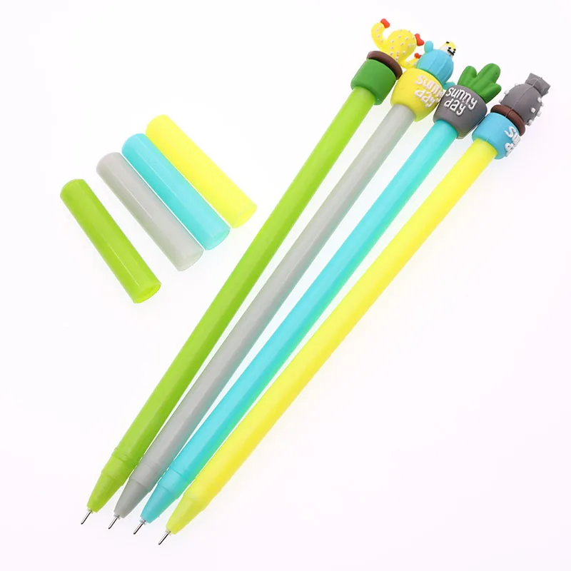

0.5mm Cactus Potted Plant Feather Gel Pen Cute Cartoon Gel Pen Business Office Supplies Children Stationery Gift 4pcs/Set