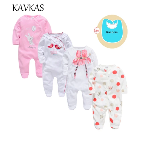 Kavkas/4 шт./партия одежда для малышей хлопковые детские комбинезоны на Рождество с длинными рукавами и круглым вырезом roupa de bebes, Одежда для новорожденных девочек и мальчиков - Цвет: 42858738