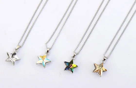 

ANNGILL Personality Crystals from Swarovski Charm Pentacle Pentagram Pendant Necklace for Women Bijoux Collier Femme Jewellery