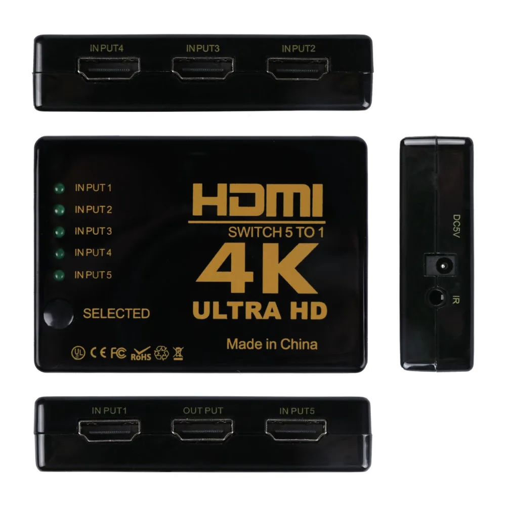 Мини коммутатор 3D 1080p с 5 портами 4K HDMI разветвитель + ИК пульт ДУ для HDTV поддержка 12
