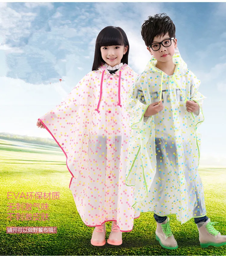 Polka Dot Kids Raincoat Waterproof Children's Rainwear Wind Resistant Rain Poncho For Children Cartoon Kid regenkleding|ponchos for children|rain