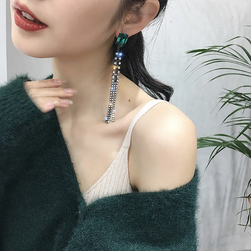 Корейские модные Асимметричные Длинные серьги длинные геометрические серьги богемные для женщин элегантные