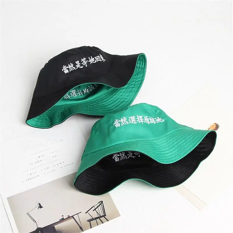 Панама двухсторонняя с зелеными и черными буквами из 2019 хлопка рыбацкая шляпа