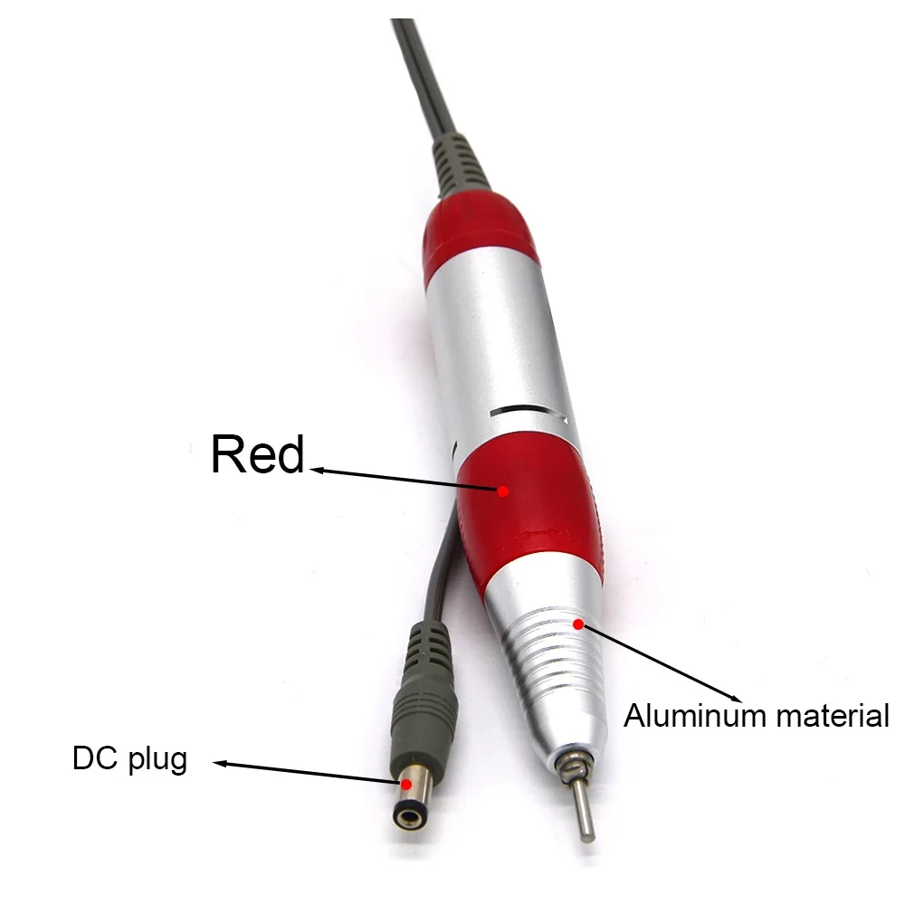 Red DC A Профессиональный Металлический электрический дизайн ногтей пилочка для ногтей ручная дрель для маникюра и педикюра, фрезер на Ручка сменная ручка для конических фрез для рук - Цвет: Red DC A