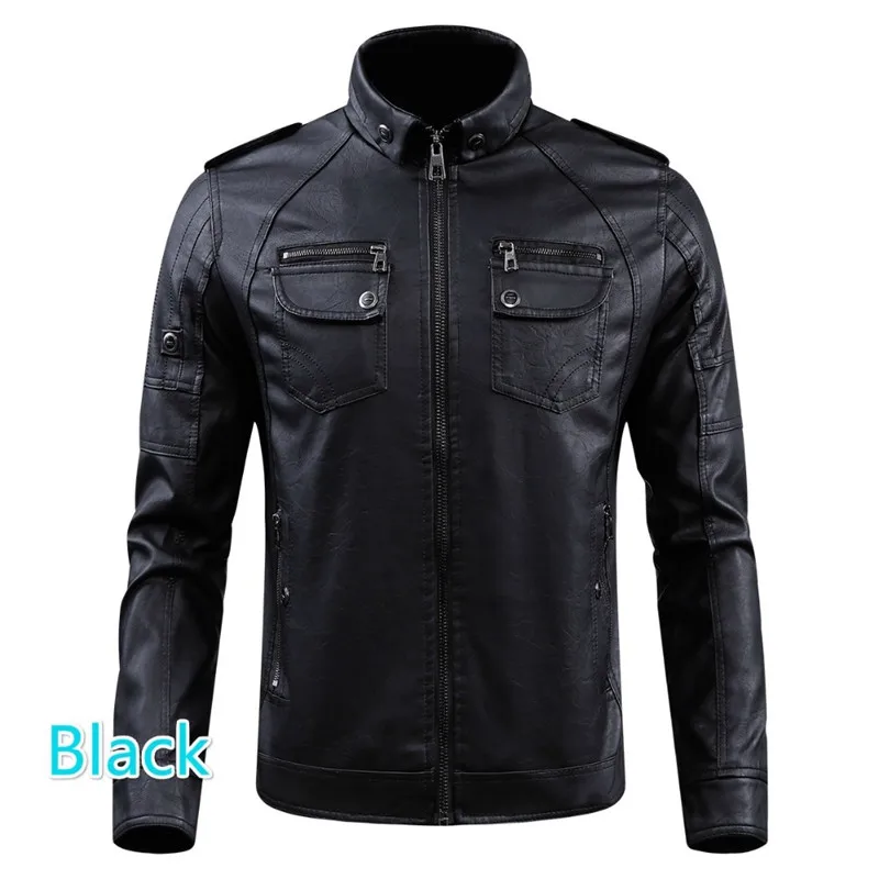 

Autumn Winter Thick Casual Men Leather Jacket Plus Velvet Lining Motorcycle PU Coat Male Warm Outerwear