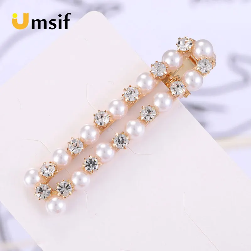 1 Pcs Women Fashion Crystal Elegant Pearl Hair Clip Barrette Korean Hairpin Headdress Accessories Girls | Аксессуары для одежды