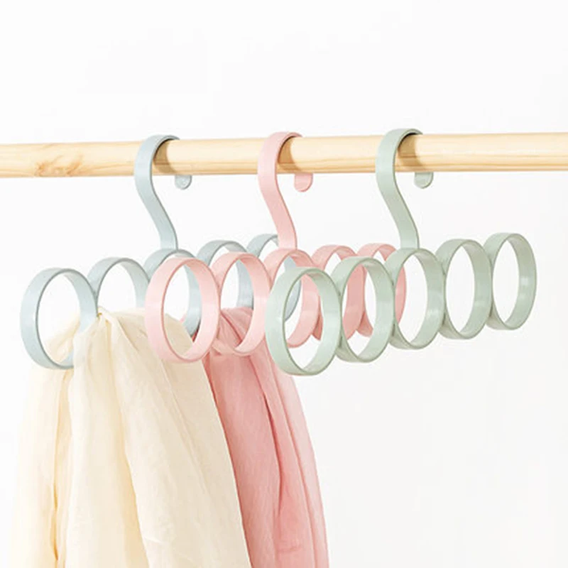 

3 pcs/lot 31cm Household Scarves Rack Plastic Hanger for Scarf Belts Tie Clothing Hangers with 5 Loops Closet Space Saving