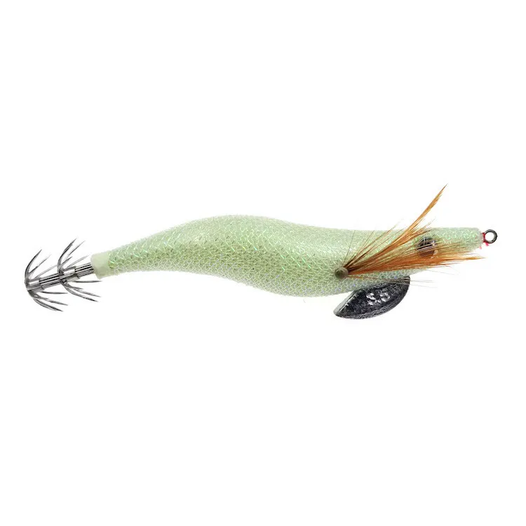 

ThunderShower 10pcs Sea Fishing Lures 3.5# Squid Jigs Fishing Tackle Hard Bait Fake Wood Shrimp 13.5cm 21g 3 Colors