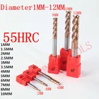 Флейты из карбида вольфрама HRC55, 1 мм 2 мм 3 мм 4 мм 5 мм 6 мм 8 мм 10 мм 24, плоские концевые фрезы, спиральные фрезы, фрезерные Фрезы с ЧПУ