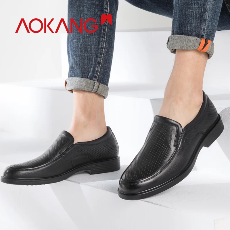 AOKANG/Коллекция 2019 года летние мужские туфли из натуральной кожи Мужские модельные