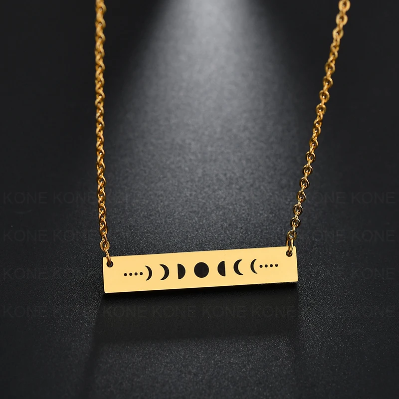 UZone Creative Stainless Steel Bar Pendant Necklace Punctuation Rectangle Chain For Women Hollow Jewelry Gift Mom | Украшения и