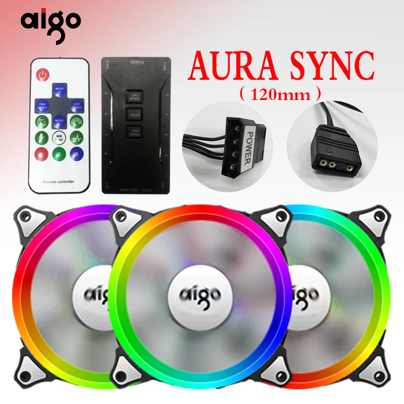 AIGO C3 C5 RGB Вентилятор Кулер 120 мм вентилятор 12 В для компьютерного корпуса ИК пульт дистанционного управления многоцветные вентиляторы кулера