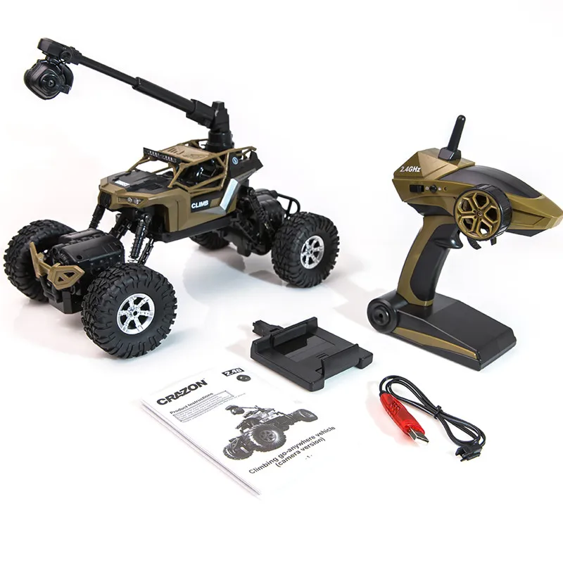 brown Crazon 171604B 1/16 2,4G 4WD водонепроницаемый гусеничный Радиоуправляемый автомобиль с Wifi камерой МП управление телефоном двойной поворот Радиоуправляемый альпинистский автомобиль - Цвет: brown