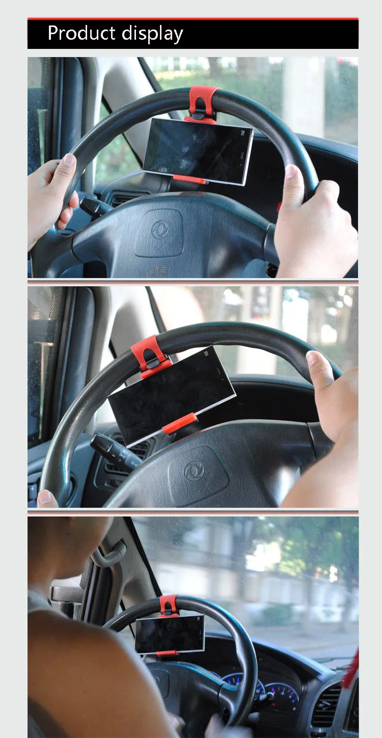 Car Holder Steering Wheel Clip Mount Cell Phone Mobile Holder Universal For IPhone Support Bracket Hang-up Mobile Phone Seat