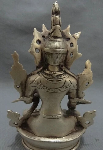 Тибетская Серебряная буддийская Статуэтка с защитой джосса 7 глаз лотоса белая