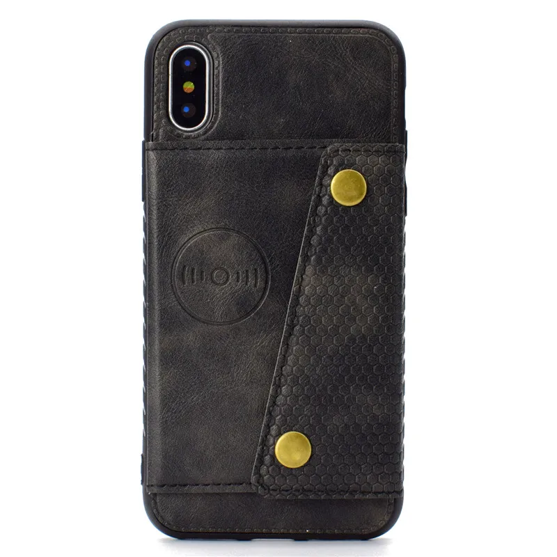 Black Чехол-бумажник с несколькими держателями карт для iPhone 11 Pro Max Xs Max XR X, чехол с магнитной пряжкой для iPhone 6, 6 S, 7, 8 Plus, чехол с кронштейном - Цвет: Black
