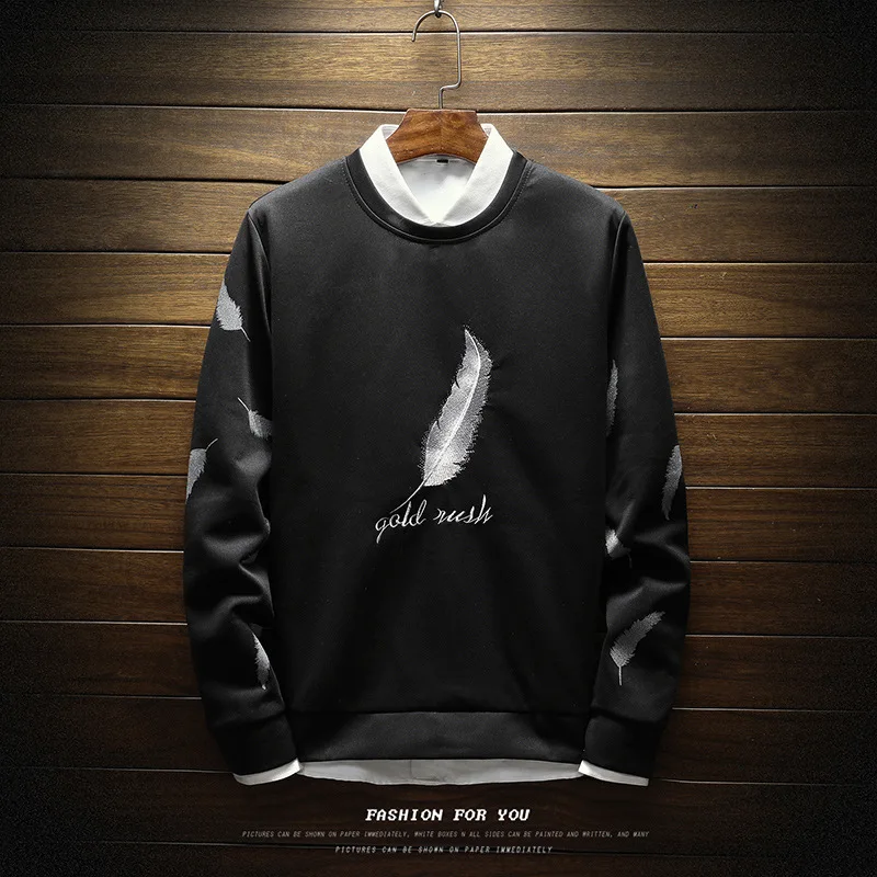 Повседневные облегающие модные толстовки мужские свитшоты с узором на осень и
