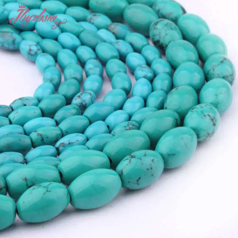 Бусины из натурального камня овальной и синей бирюзы 4x8 8x14 мм|bead strands|stone beadsbeads free