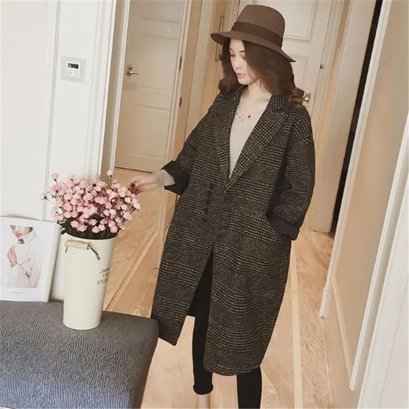 Женское шерстяное пальто на одной пуговице длинное повседневное элегантное в