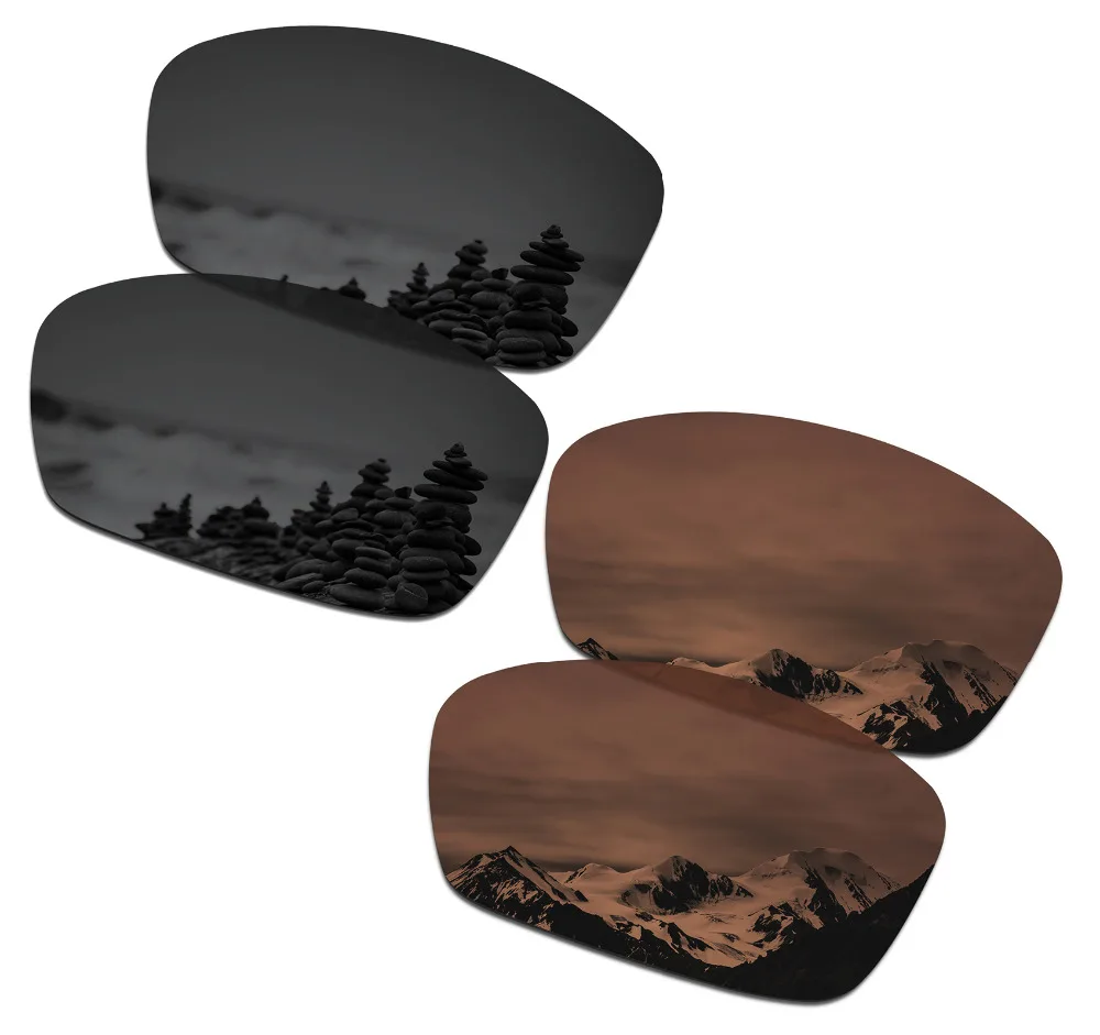 

SmartVLT 2 Pairs Polarized Sunglasses Replacement Lenses for Oakley Plaintiff Squared Stealth Black and Amber Brown
