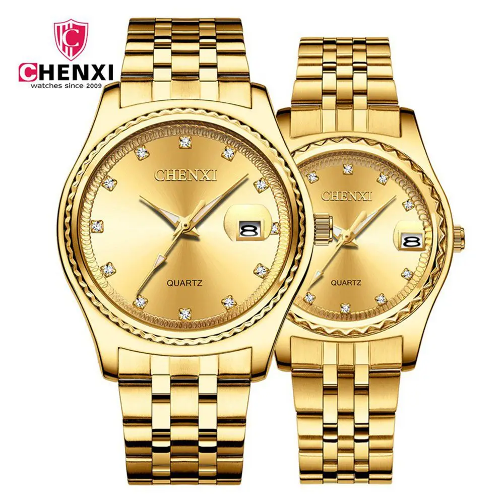 

Luxury Brand CHENXI Watches Luxury Gold Watches Couple Watch Women Men Stainless Steel Quartz Watch Fashion Lovers Watches