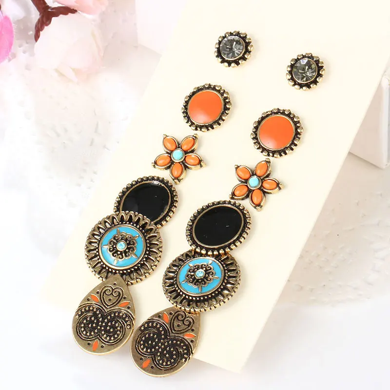 6 пар серьги гвоздики в этническом стиле|earrings factory|earring manufacturerearrings picture |
