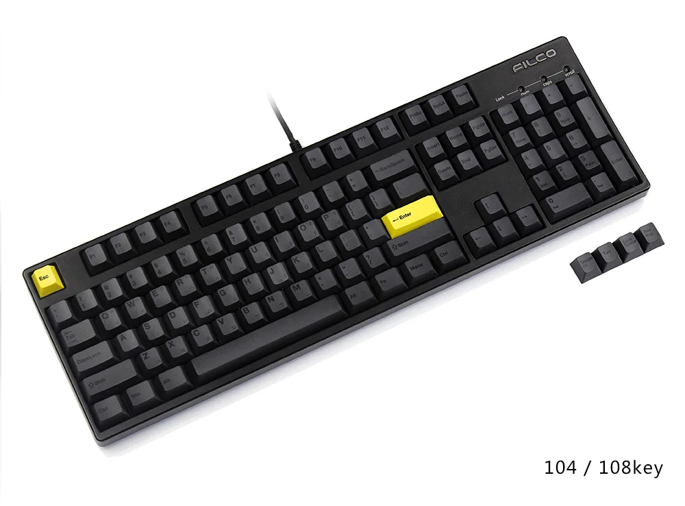 Корея, ПБТ keycap толстые pbt dye sub keycaps желтые клавиши esc enter 108 клавиши для механической клавиатуры
