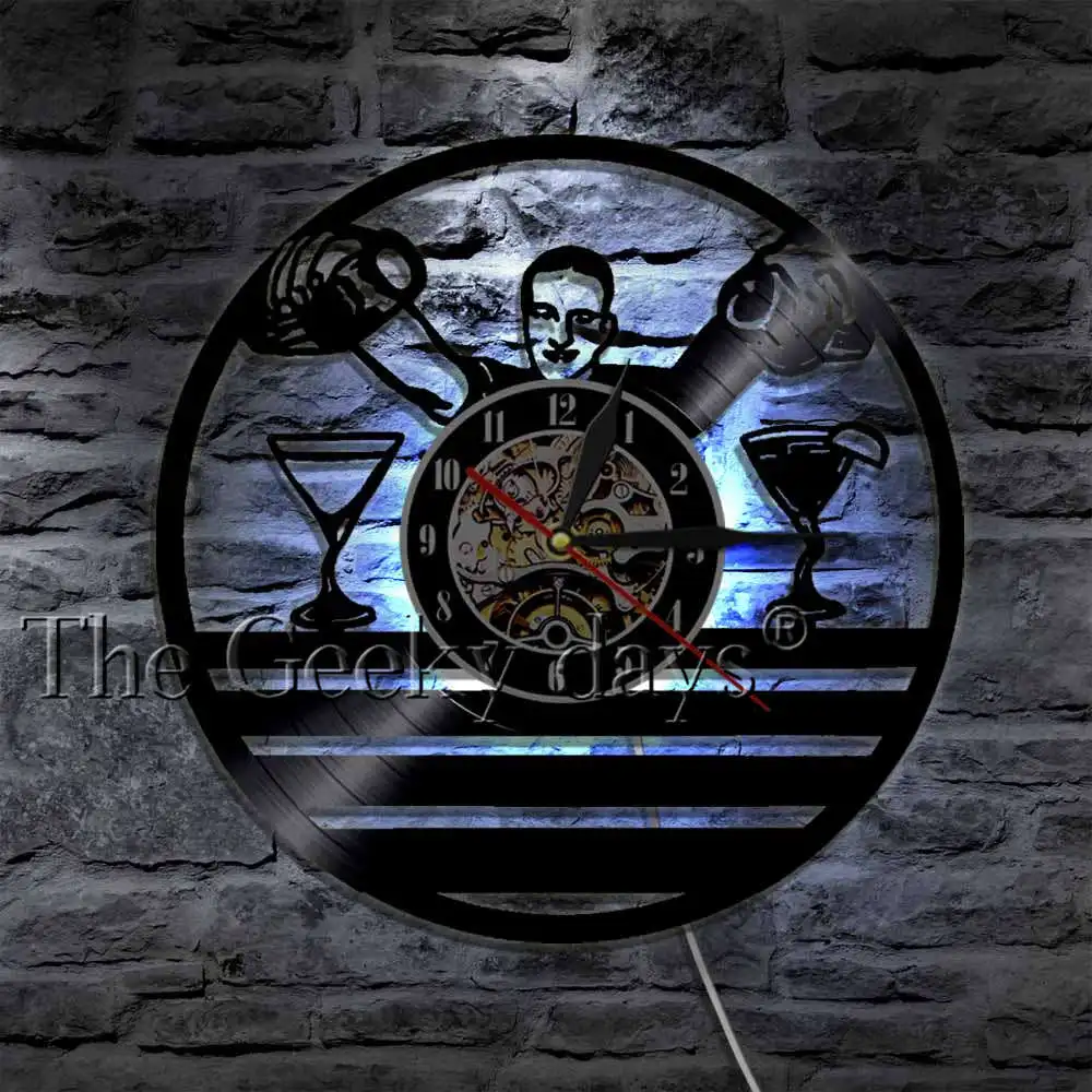 Бармен бартендинг настенные часы бармен виниловая запись Висячие ручной работы