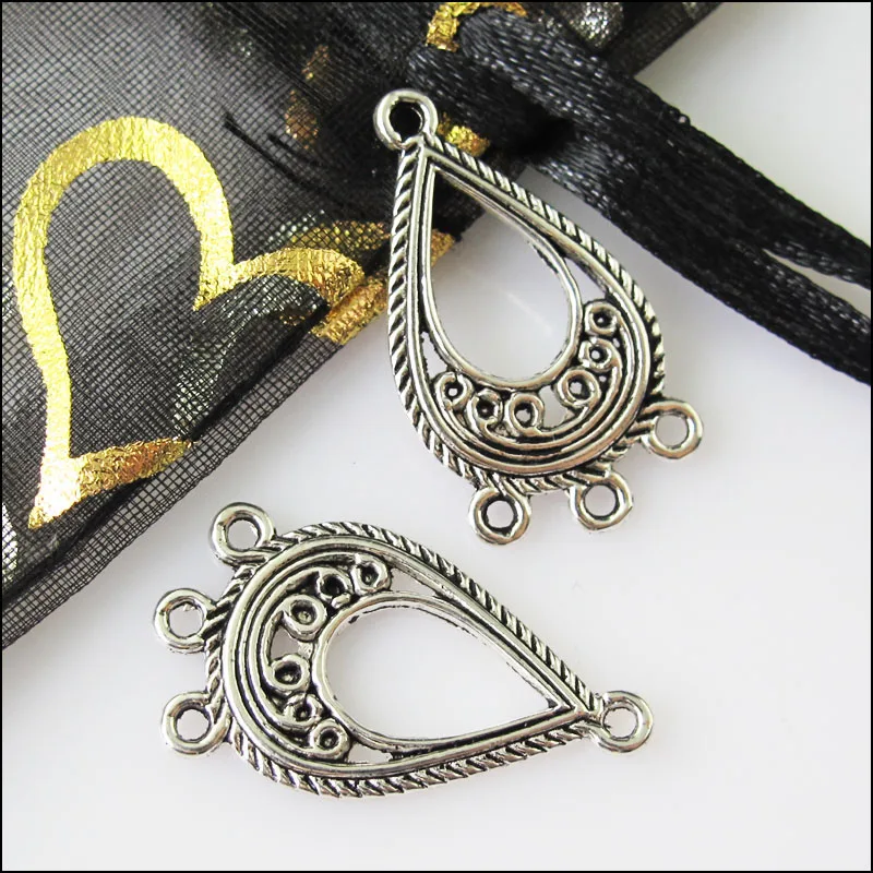 Новый 20 шт. Тибетский серебристый цвет каплевидные Подвески Разъемы 15x27mm|Шармы| |