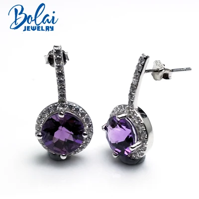 amethyst Bolaijewelry, дизайн Природный Африканский аметист круглые 8 мм Чековая доска для женщин юбилей вечерние вещи лучший подарок - Цвет камня: amethyst