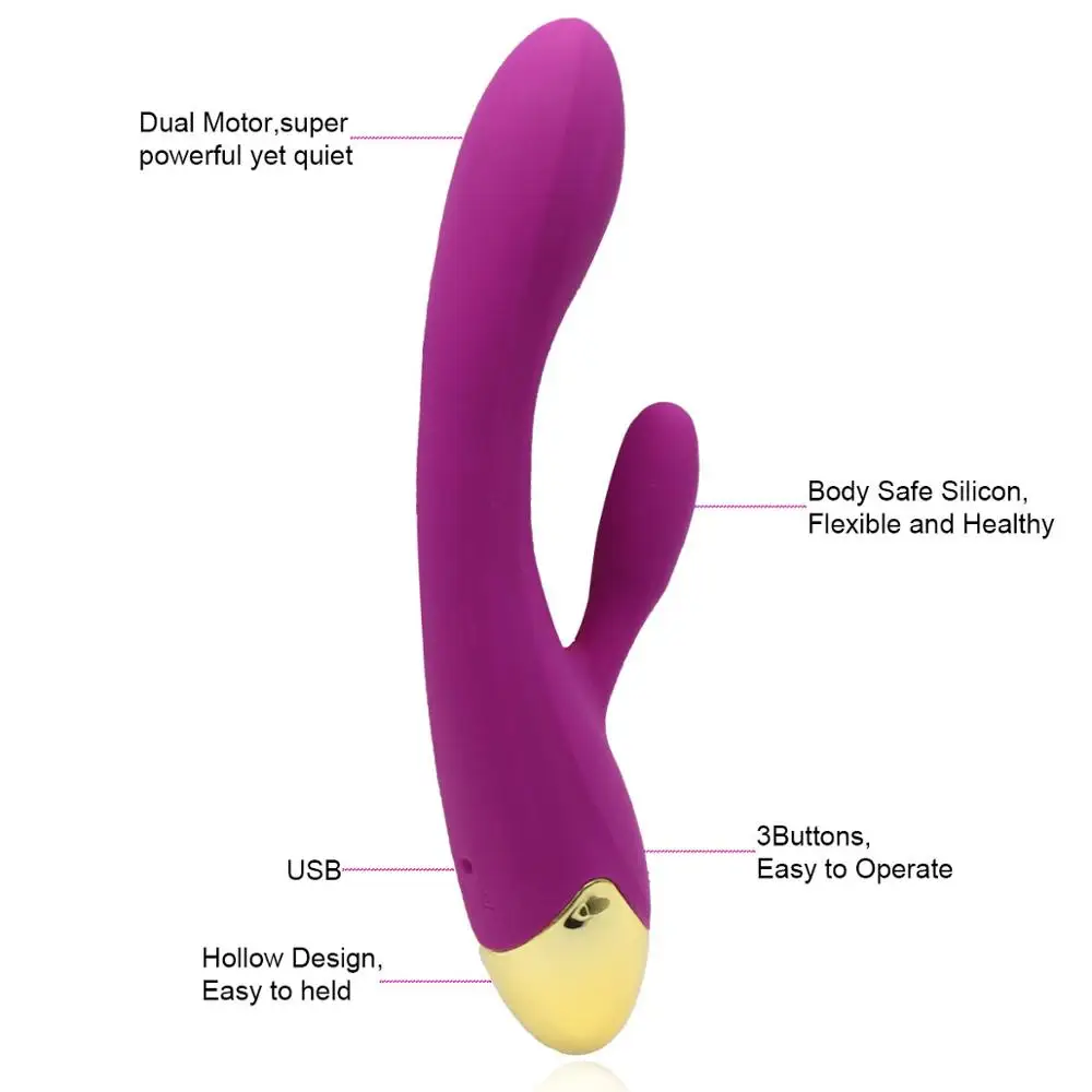 G spot фаллоимитатор Кролик вибратор массажер двойной вибрации Водонепроницаемый