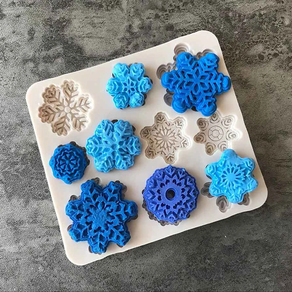 1 набор из 10 шт. Рождество в форме снежинок Fondant (сахарная) Мыло Формы для сладких