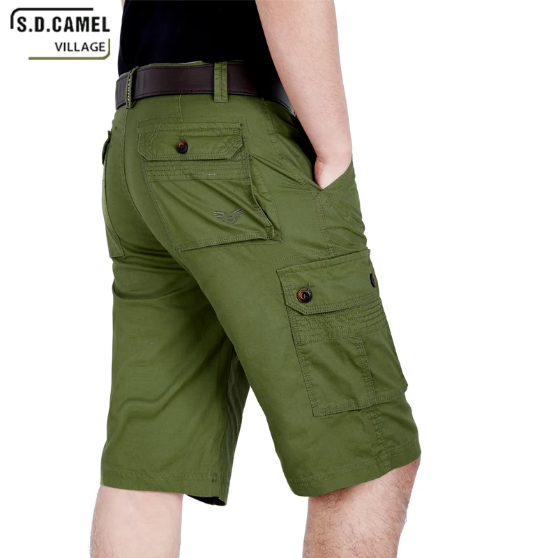 New Brand Male Army Loose Cargo Pants Men Casual Work Short Plus Size Mens Cotton Multi-pocket Solid Puls Beach Shorts | Мужская одежда