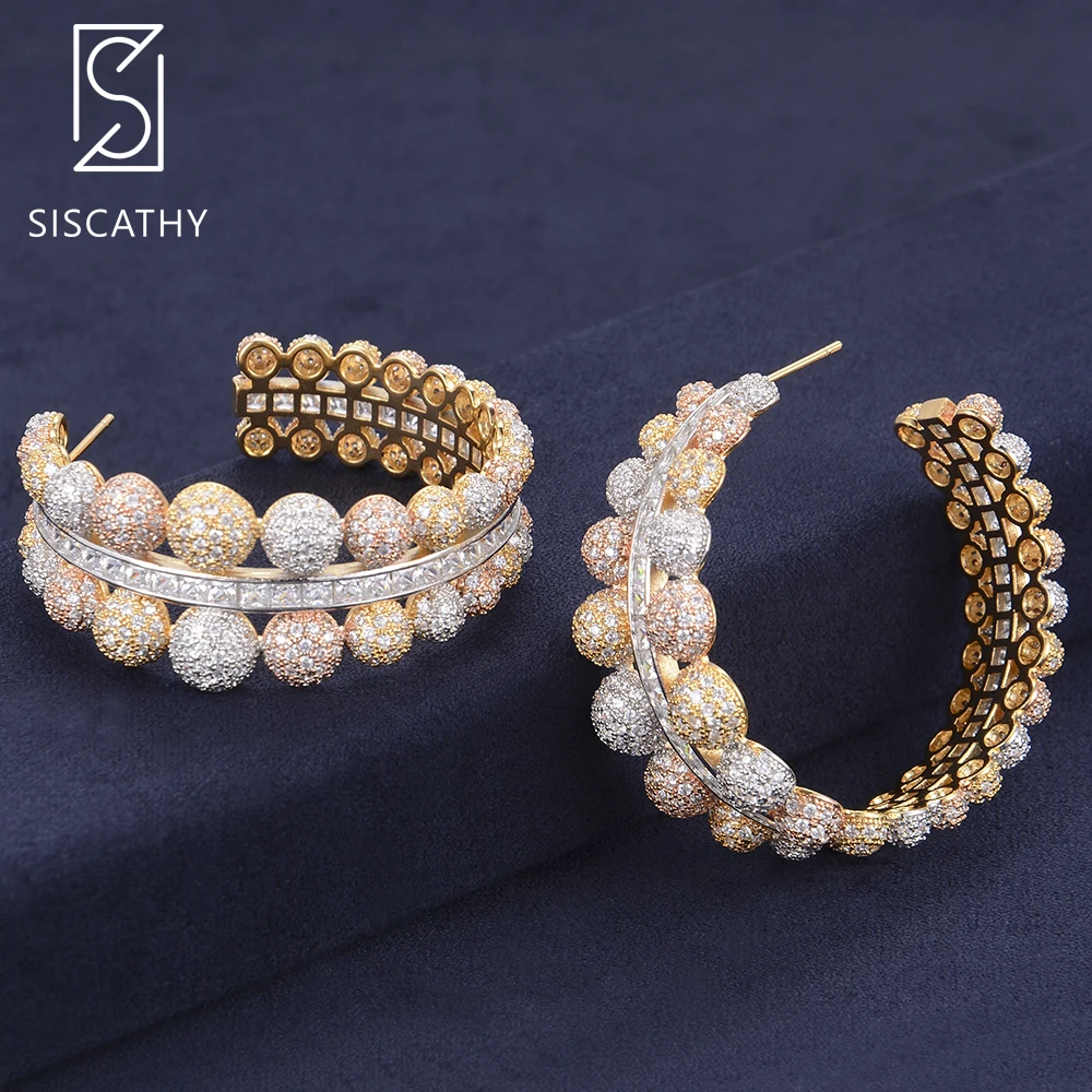 Женские серьги кольца SISCATHY роскошные в форме пузырьков из Кубического циркония