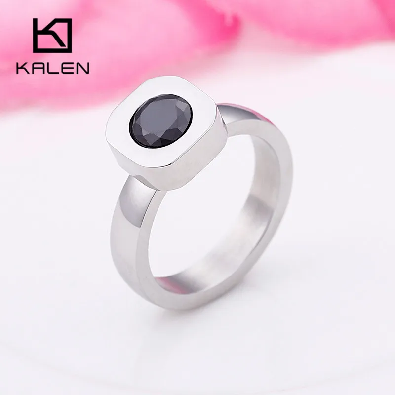 KR48036-K Недорогие кольца производства фирмы Kalen Tri-Цвет Нержавеющая сталь кольца для Для женщин Цвет Фул Mini Stone Перу кольца в богемном стиле обручальные кольца ювелирные изделия - Цвет основного камня: KR48036-K