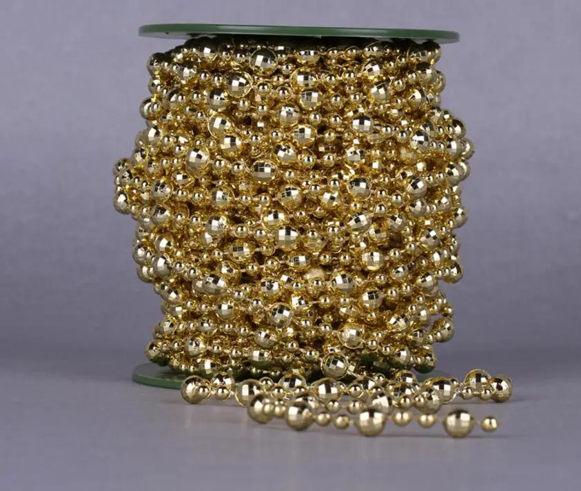 

15 Meters 8mm Gold/Silver Round Facted Ball Metal Garland String For Wedding Party Centerpiece Hanging Decoration Bouquet DIY