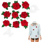 Наклейки для одежды в виде Розы, 9 шт.компл., моющиеся новые дизайнерские значки, декоративные аксессуары для одежды, термопереводная аппликация